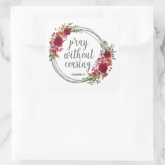 Pray zonder stopzetting vierkante sticker (Tas)