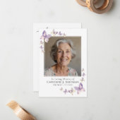 Praycard | Lila Butterflies-foto Notitiekaartje (Voorkant / Achterkant in situ)