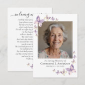 Praycard | Lila Butterflies-foto Notitiekaartje (Voorkant / Achterkant)