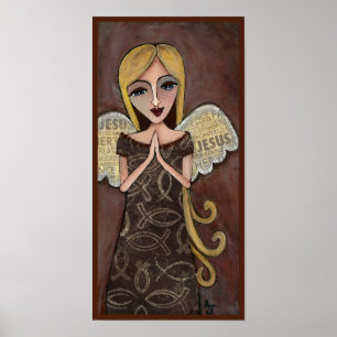 PRAYER ANGEL met Jezus collage vleugels - print