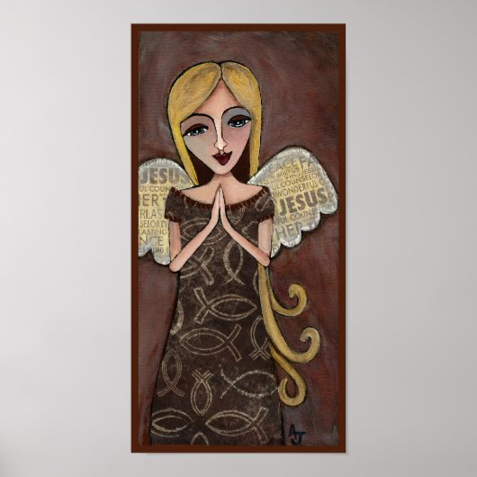 PRAYER ANGEL met Jezus collage vleugels - print (Voorkant)