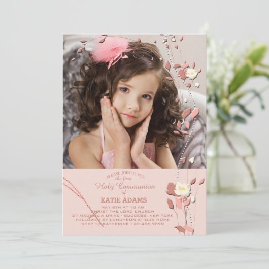 Prayer Beads Religieuze Foto Uitnodiging (Staand voorkant)