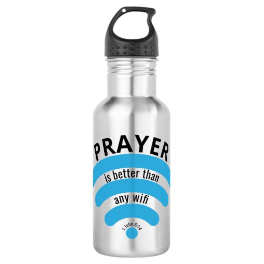 PRAYER BETER DAN WIFI Motivatie Waterfles (Voorkant)