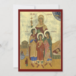 prayer card of Saints Sophia, Faith, Hope, Love Feestdagenkaart
