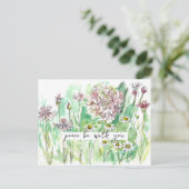 Prayer Card Peace Be With You Wildflowers Briefkaart (Staand voorkant)