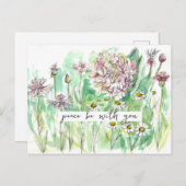 Prayer Card Peace Be With You Wildflowers Briefkaart (Voorkant / Achterkant)