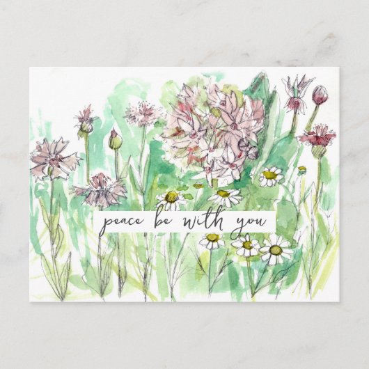 Prayer Card Peace Be With You Wildflowers Briefkaart (Voorkant)