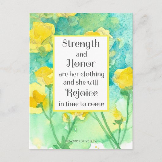 Prayer Card Scripture Proverbs Yellow Flowers Briefkaart (Voorkant)