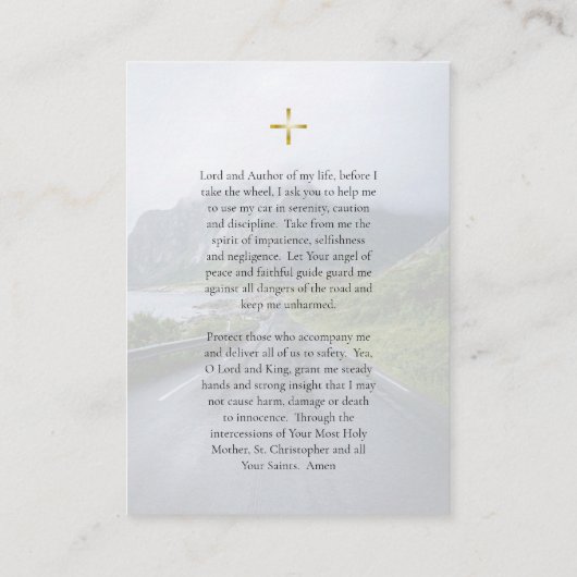 Prayer Card to St. Christopher for Drivers Plaatskaartje (Achterkant)