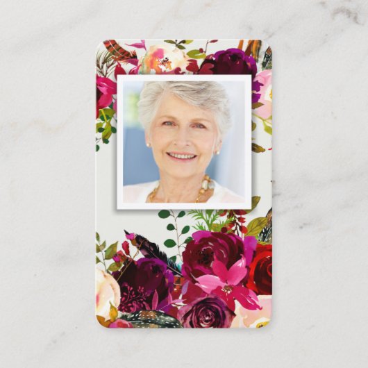 Prayer Cards | Floral Bordo Deluxe Visitekaartje (Voorkant)