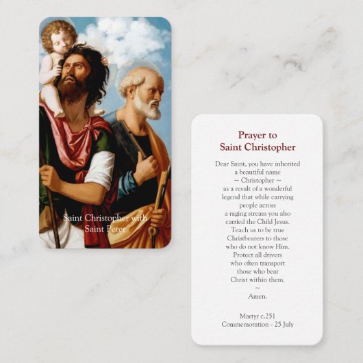 Prayer Cards | Saints Christopher & Peter Visitekaartje (Voorkant / Achterkant)