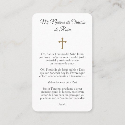 Prayer Cards | Spaans St. Therese Visitekaartje (Achterkant)