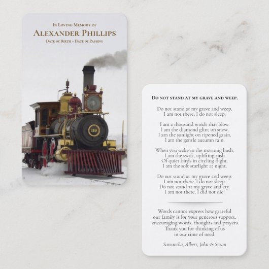 Prayer Cards | Stamlocomotief Deluxe Visitekaartje (Voorkant / Achterkant)
