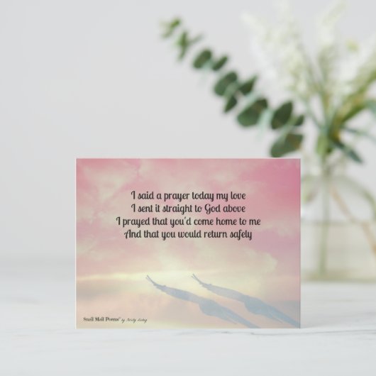 Prayer en een gedicht voor je veilige terugkeer briefkaart (Staand voorkant)