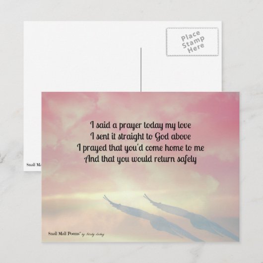 Prayer en een gedicht voor je veilige terugkeer briefkaart (Voorkant / Achterkant)