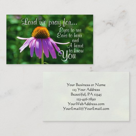 Prayer for Eyes to See and Ears to Hear, Flower Visitekaartje (Voorkant / Achterkant)