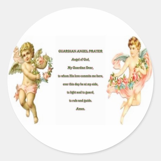 Prayer for Guardian angel Ronde Sticker (Voorkant)