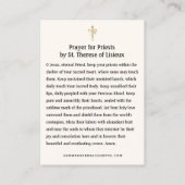Prayer for Priests by St. Therese Holy Card Visitekaartje (Achterkant)