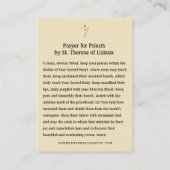 Prayer for Priests by St. Therese Holy Card Visitekaartje (Achterkant)