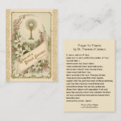 Prayer for Priests by St. Therese Holy Card Visitekaartje (Voorkant / Achterkant)