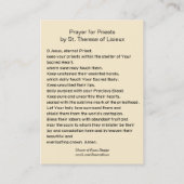 Prayer for Priests by St. Therese Holy Card Visitekaartje (Achterkant)