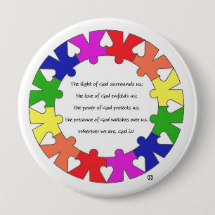 Prayer for Protection in Hands and Hearts Circle Ronde Button 4,0 Cm