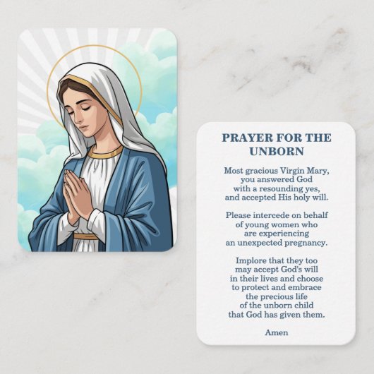 Prayer for the Unborn – Catholic Prayer Card Plaatskaartje (Voorkant / Achterkant)