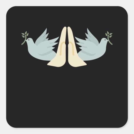Prayer Hands Peace Doves Christelijk Vierkante Sticker (Voorkant)