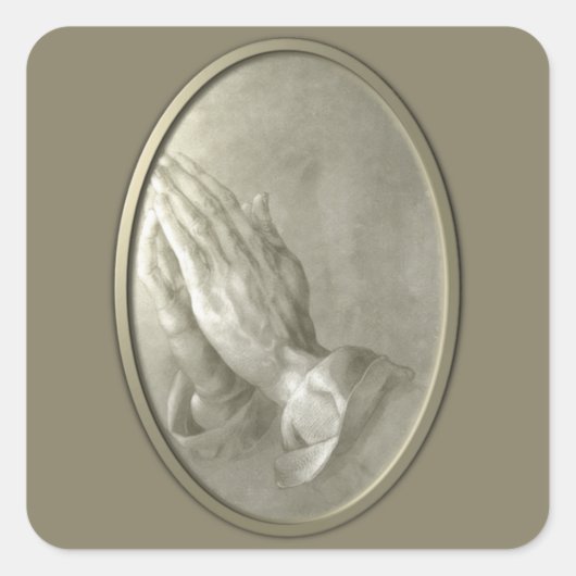 Prayer Hands Vierkante Sticker (Voorkant)