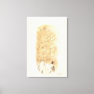 "Prayer" Kotel Old City Jerusalem Israel Art Paint Canvas Afdruk