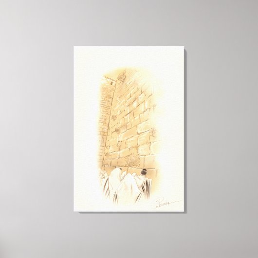 "Prayer" Kotel Old City Jerusalem Israel Art Paint Canvas Afdruk (Voorkant)