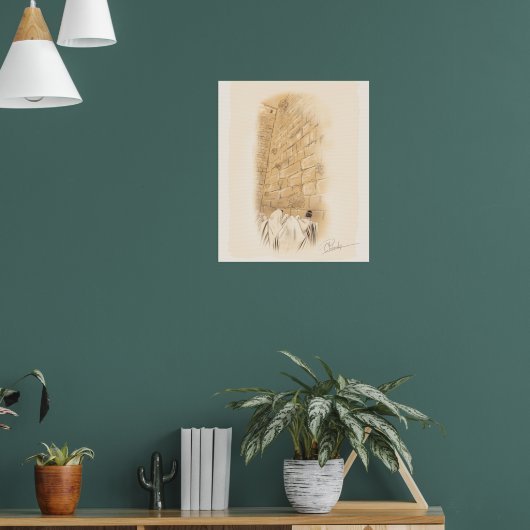 "Prayer" Kotel Old City Jerusalem Israel Art Paint Poster (Woonkamer 1)