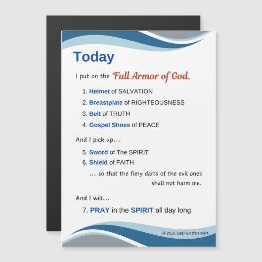 Prayer Magnet - Full Armor of God - 7"x5" (Voorkant / Achterkant)