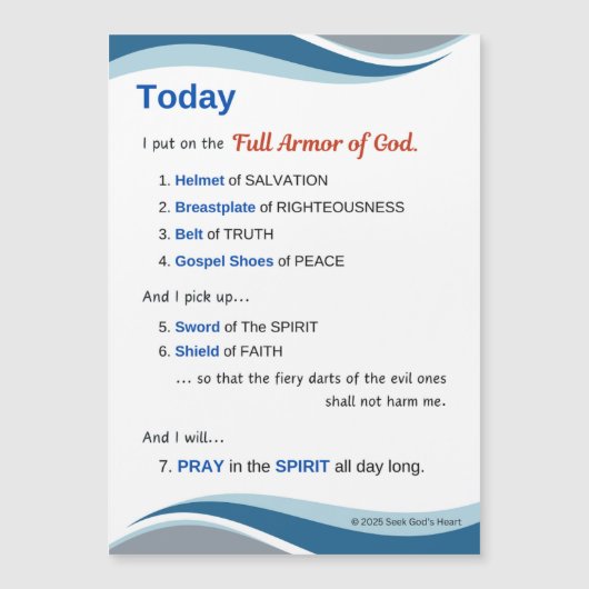 Prayer Magnet - Full Armor of God - 7"x5" (Voorkant)