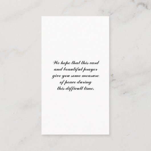 Prayer Memorial Blessing Kaart Visitekaartje (Achterkant)