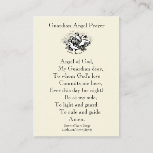 Prayer naar Mijn Guardian Angel Heilige Kaart Visitekaartje (Achterkant)