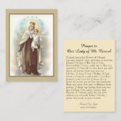Prayer naar onze dame van de Heilige Kaart van de  Visitekaartje (Voorkant / Achterkant)