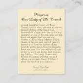 Prayer naar onze dame van de Heilige Kaart van de Visitekaartje (Achterkant)