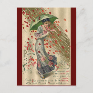 Prayer naar Saint Valentijn,  Victoriaans dame Feestdagenkaart
