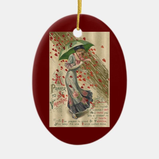 Prayer naar Saint Valentijn,  Victoriaans dame Keramisch Ornament (Voorkant)