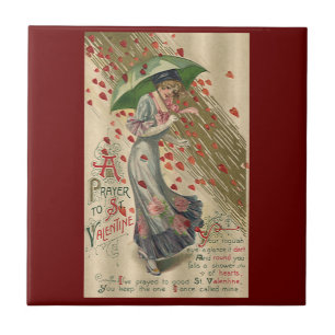 Prayer naar Saint Valentijn,  Victoriaans dame Tegeltje