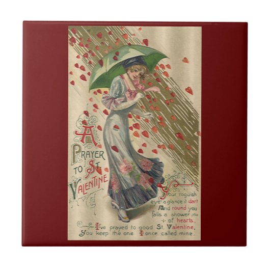 Prayer naar Saint Valentijn,  Victoriaans dame Tegeltje (Voorkant)