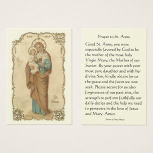 Prayer naar St. Anne holding Virgin Mary Heilige K Visitekaartje