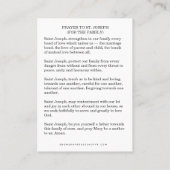 Prayer naar St. Joseph voor de familieredienst Visitekaartje (Achterkant)