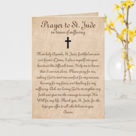 Prayer naar St. Jude voor heling en kracht Kaart (Gele Bloem)