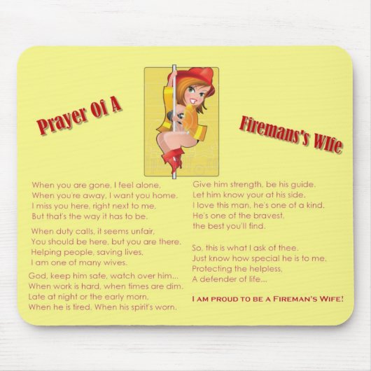"Prayer of a Fireman's Wife" Mousepad Muismat (Voorkant)