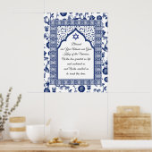 Prayer of Gratitude on Blue Damask Giclee Art Poster (Keuken)