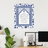 Prayer of Gratitude on Blue Damask Giclee Art Poster (Thuiskantoor)