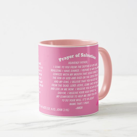 PRAYER OF SALVATION Pink Ribbon Mok (Voorkant rechts)