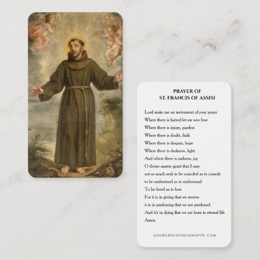 Prayer of St. Francis of Assisi Heilige Prayer Car Plaatskaartje (Voorkant / Achterkant)